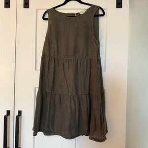 Linen Sleeveless Olive Dress